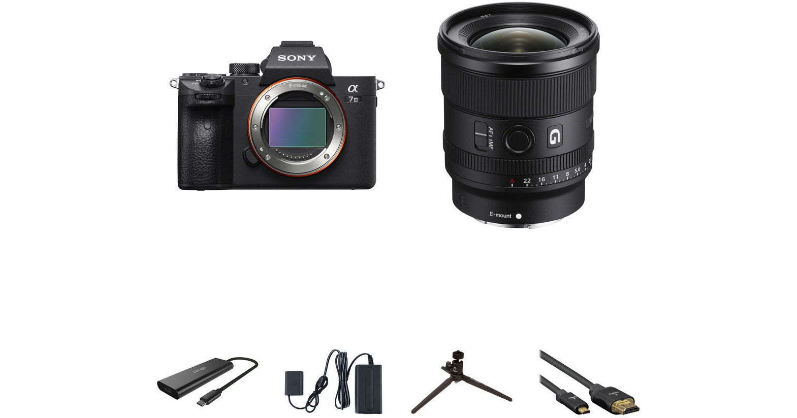 Sony a7 III Mirrorless Camera with 20mm f/1.8 Lens and Home