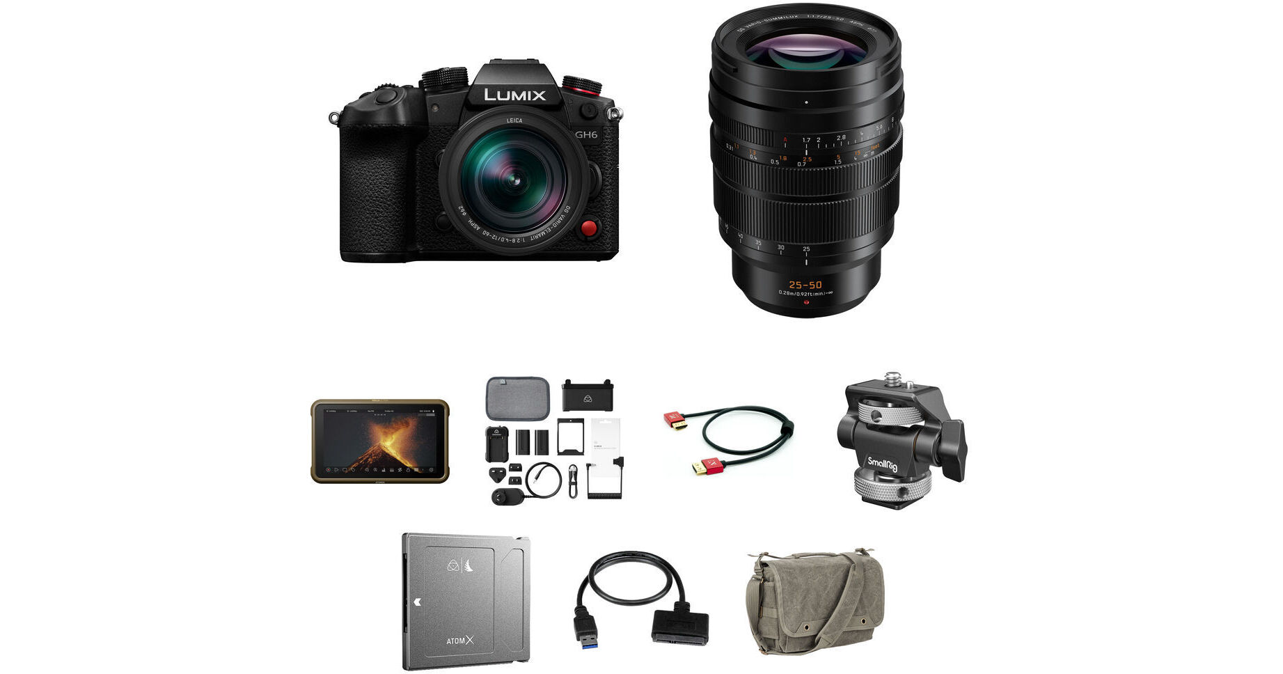 Panasonic Lumix GH6 Mirrorless Camera with Two Lenses and Raw