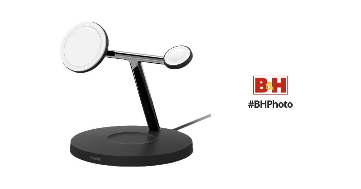 Belkin BoostUp Charge Pro 3-in-1 Wireless Charging Stand w/ MagSafe (Black)  - JB Hi-Fi