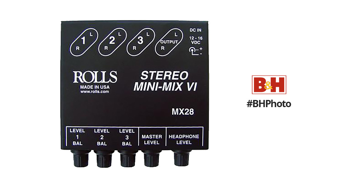 Rolls MX28 Mini-Mix VI Compact Stereo Line Mixer MX28 B&H Photo