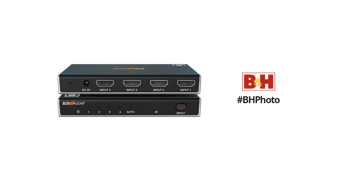 BZBGEAR 4x1 8K60 HDMI 2.1 Switcher BG-8K-HS41 B&H Photo Video