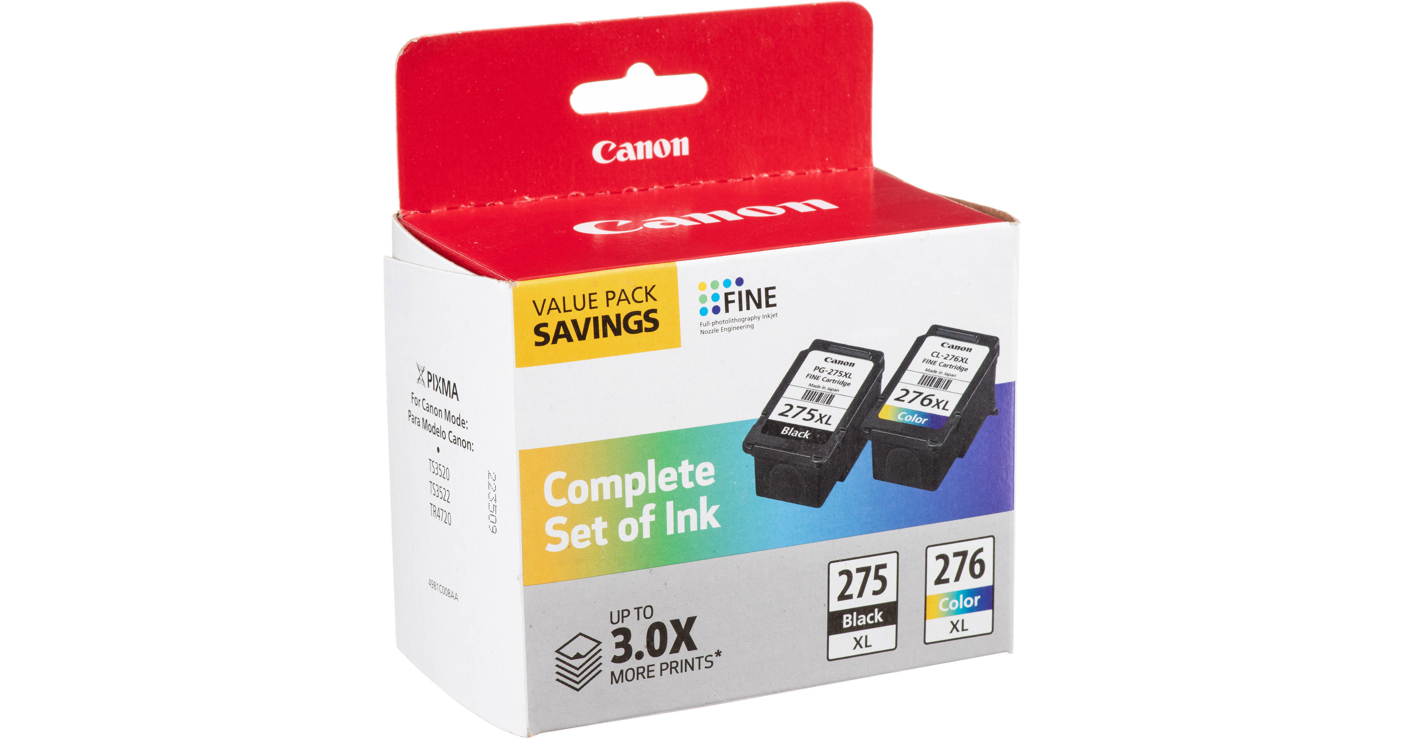 Canon PG-275 XL / CL-276 XL Ink Value Pack for PIXMA TS3520 & TR4720