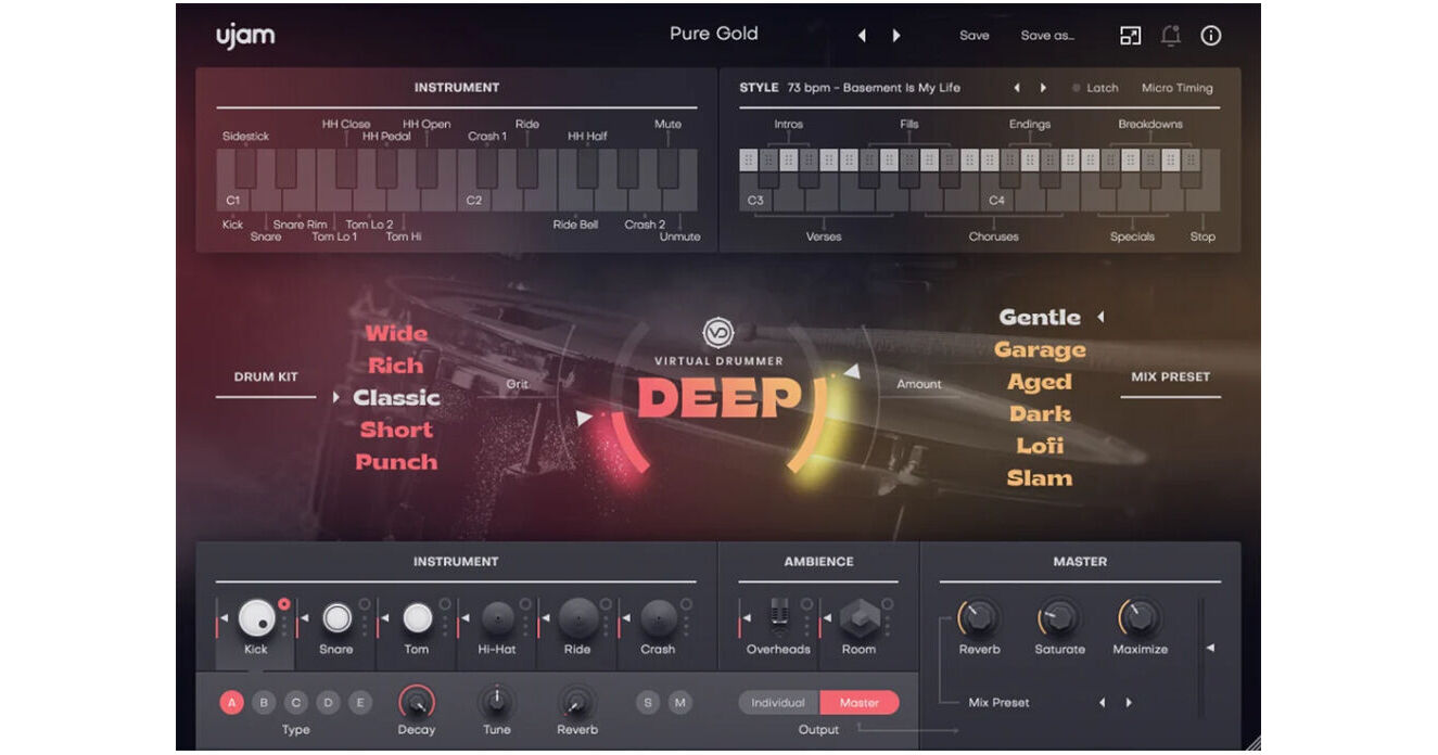 Ujam Virtual Drummer DEEP Virtual Instrument Plug-In VD-DEEP B&H