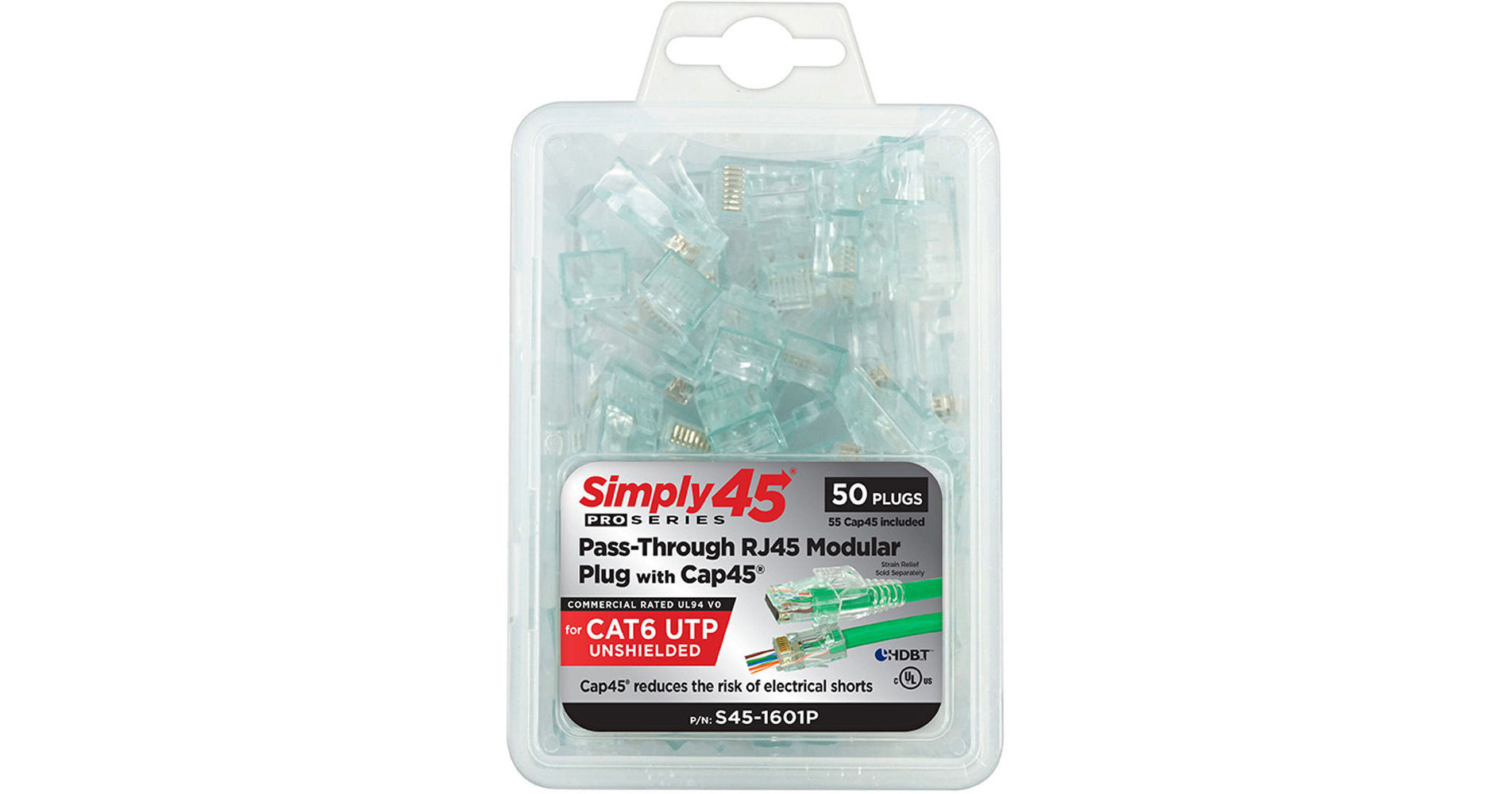 Simply45 Cat 6 Unshielded RJ45 Pass-Through Modular S45-1601P