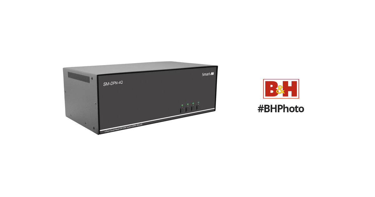 SM-DPN-4D-S - 4-Port Dual Monitor 4K DisplayPort KVM Switch with USB 2.0 &  Audio.