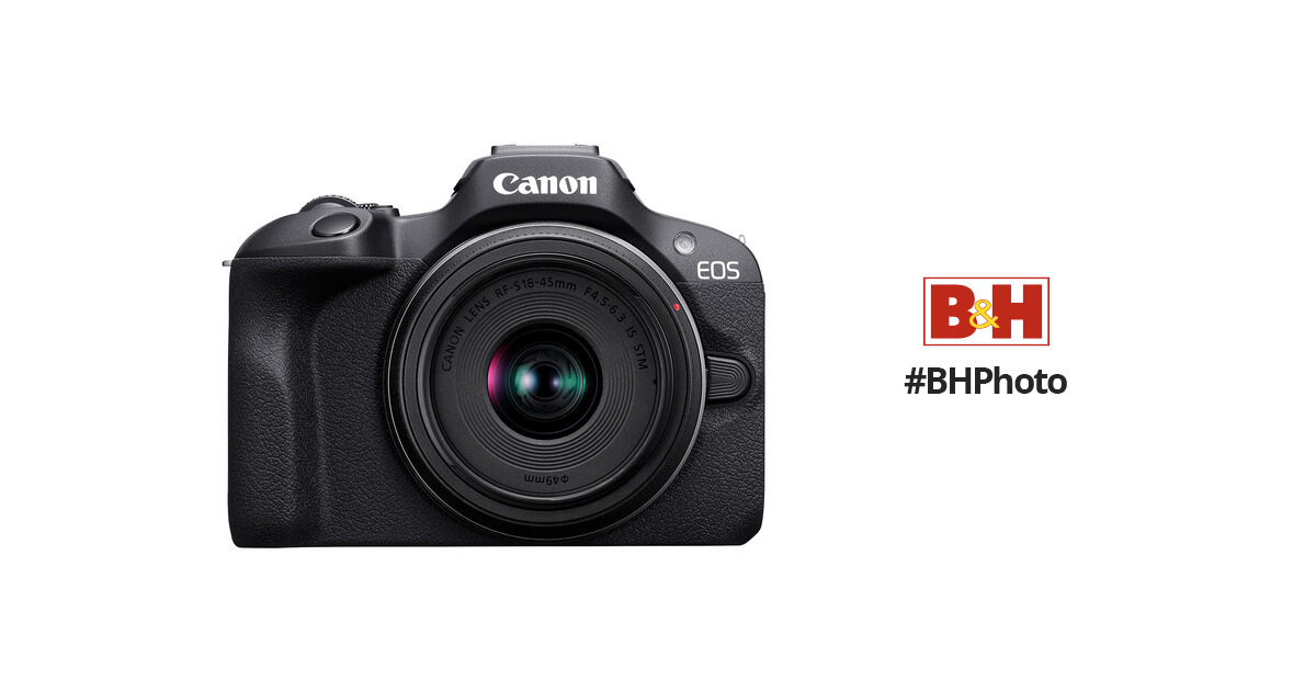 Canon EOS R100 Mirrorless Camera with 18-45mm Lens (6052C012) + Filter Kit  + Corel Photo Software + Bag + 64GB Card + LPE17 Battery + Charger + Card