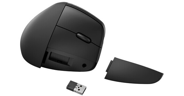 Souris Hp 925 - Souris verticale - 6 boutons - sans fil - 2.4 GHz,  Bluetooth 5.3 - récepteur sans fil USB - noir - emballage durable