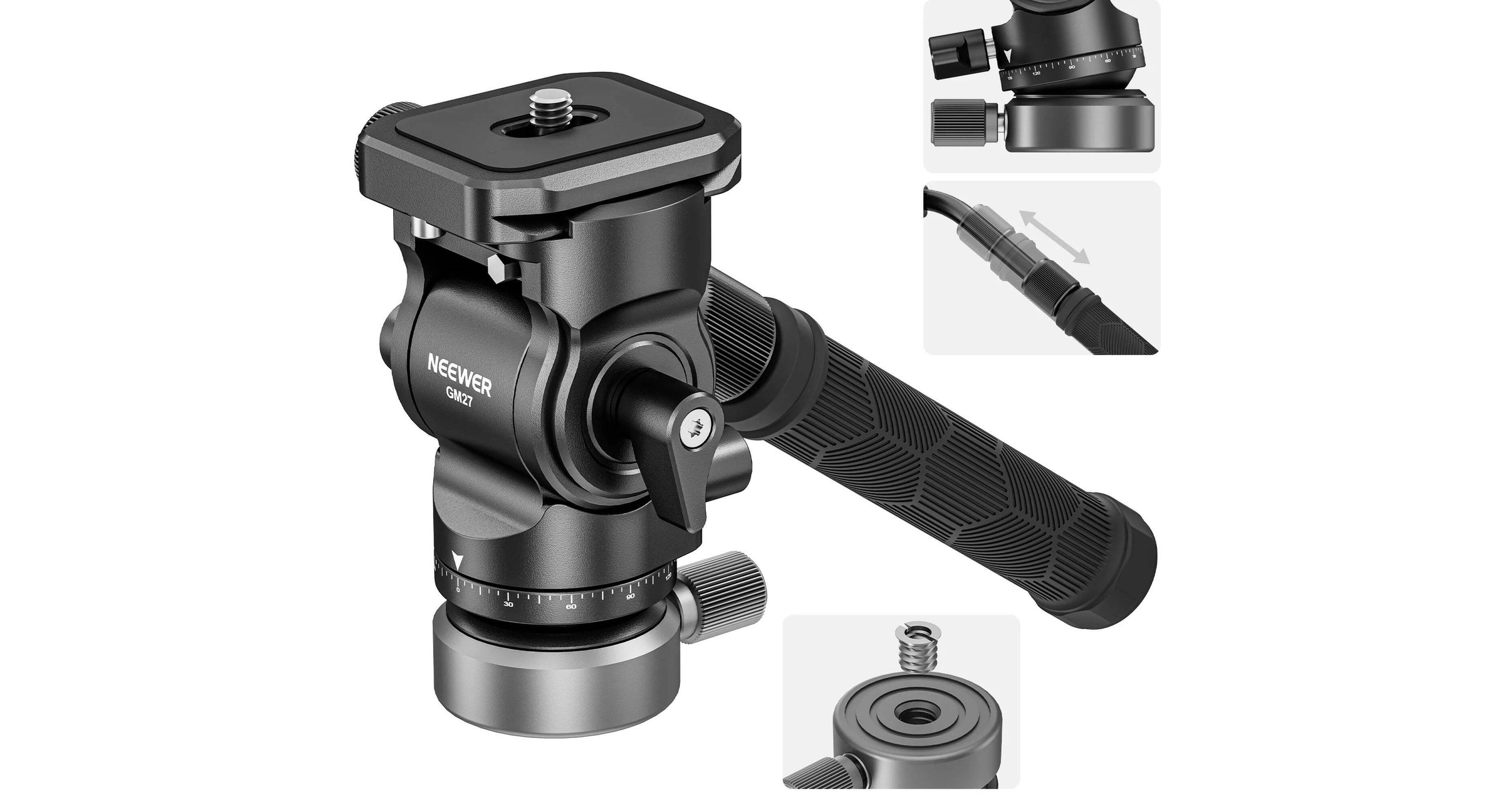 Neewer GM27 Tripod Fluid Head with Leveling Base (Black)