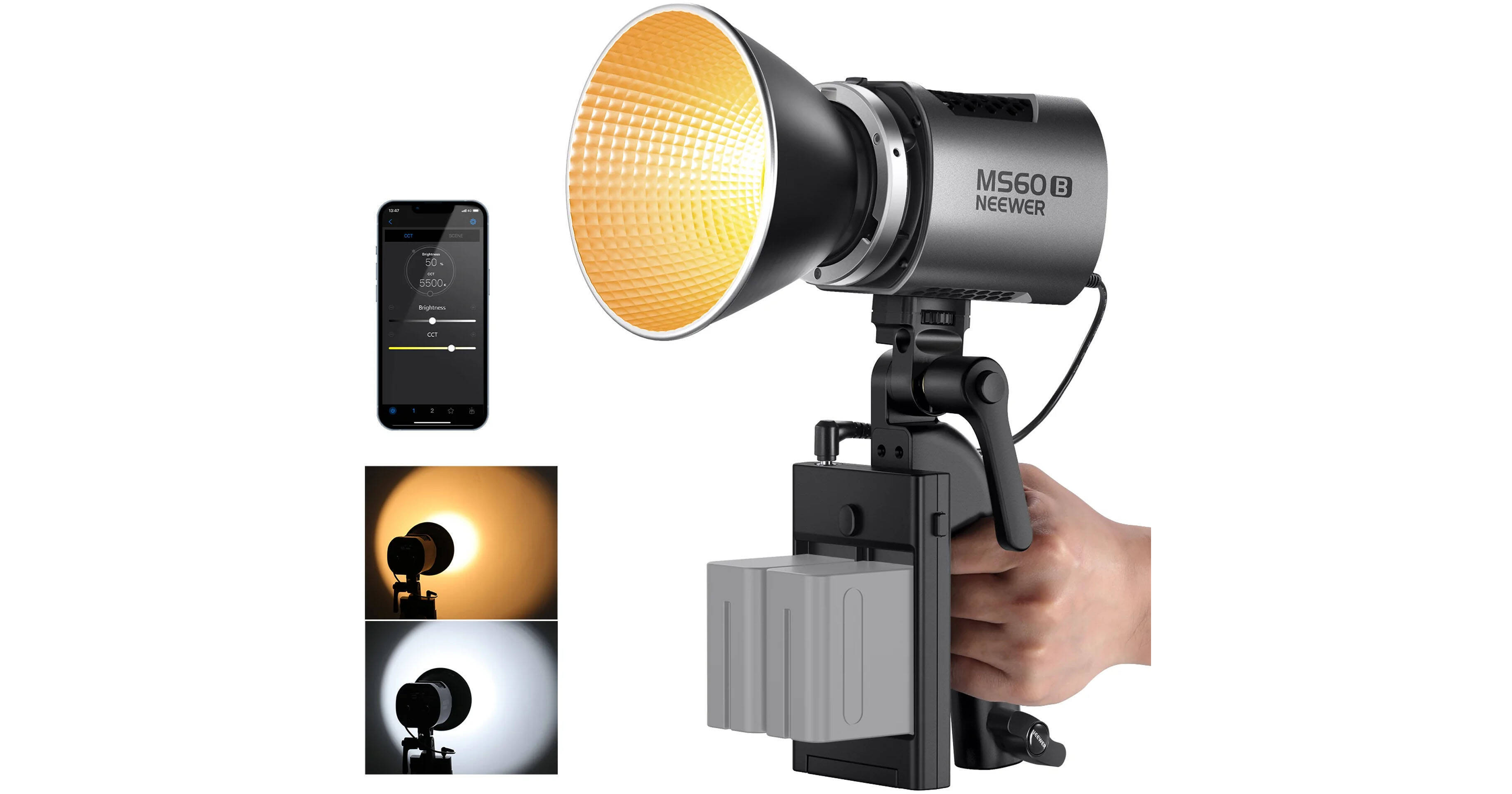 Neewer MS60B Bi-Color LED Monolight (Silver) 66602381 B&H Photo