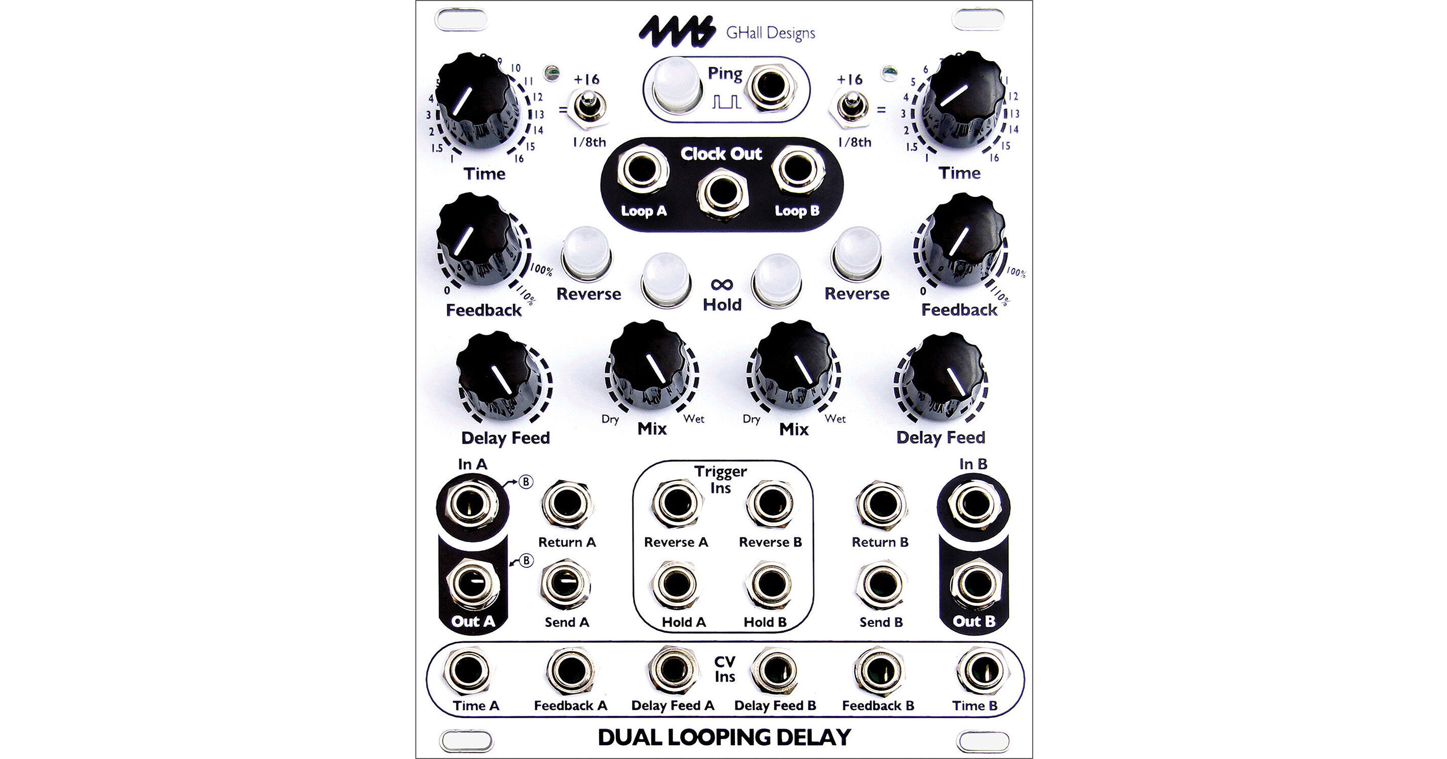 4ms Dual Looping Delay Eurorack Module (White, 20 HP) DLDW B&H