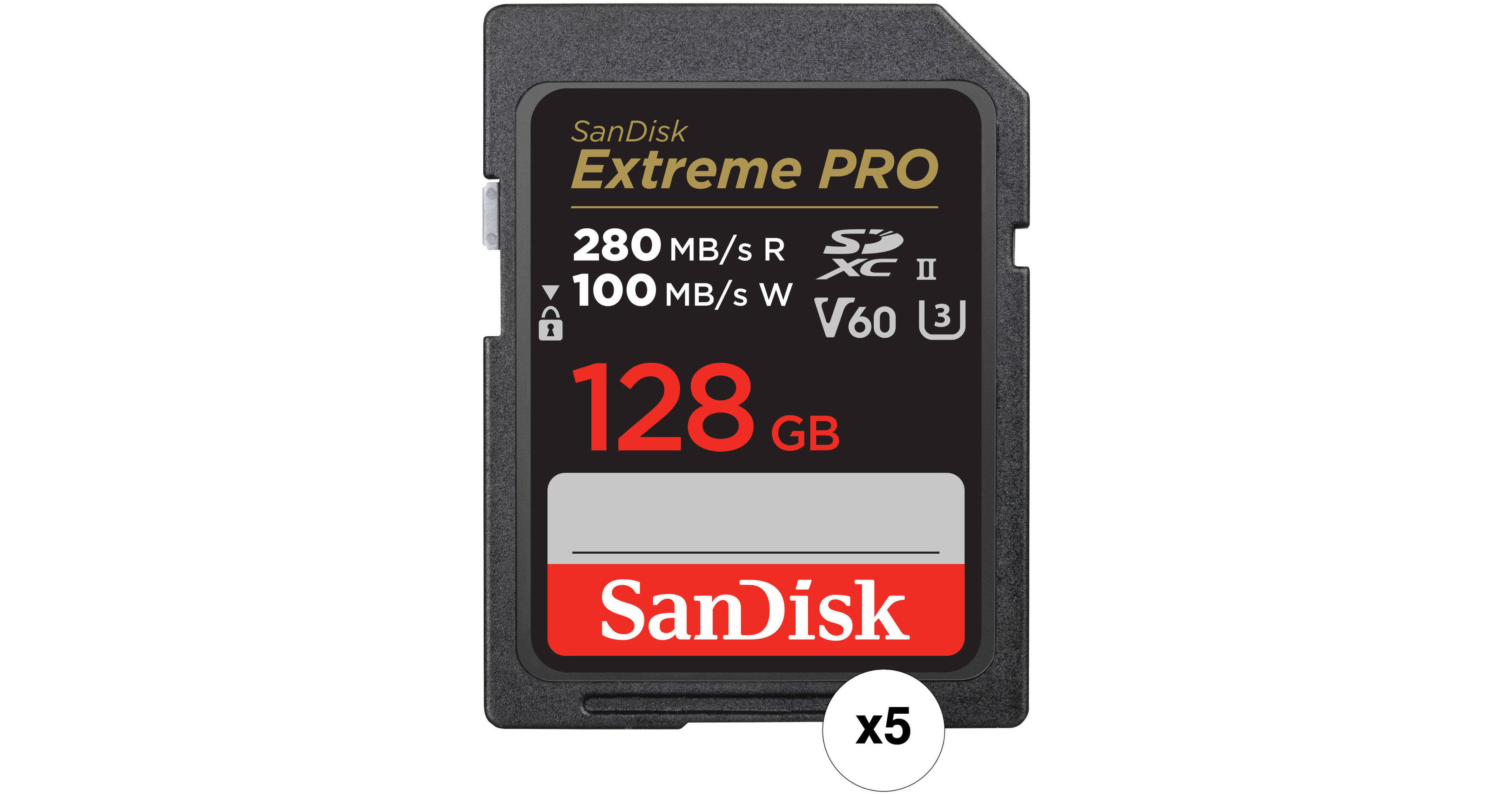 SanDisk 128GB Extreme PRO UHS-II SDXC Memory Card (5-Pack) B&H