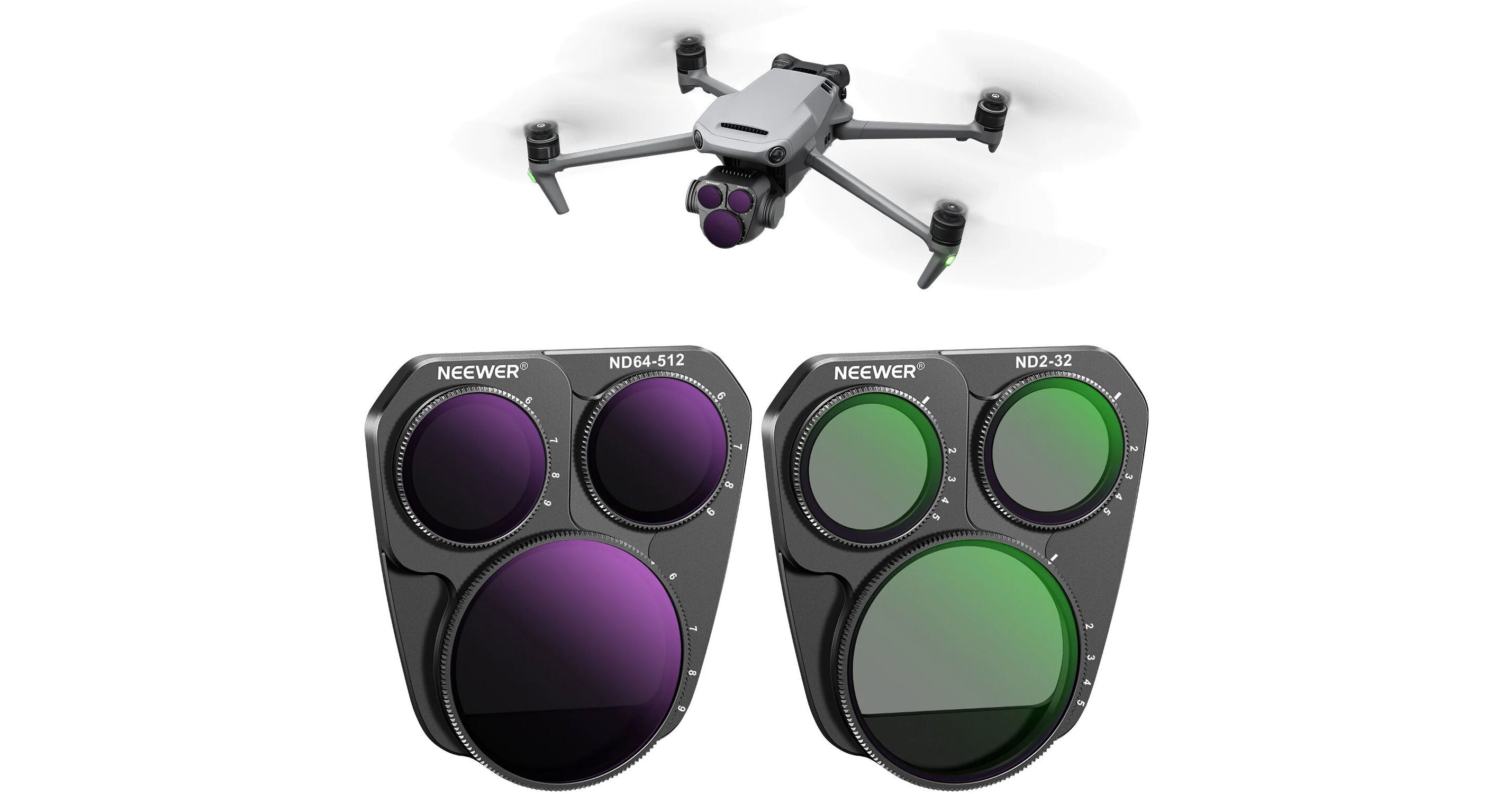 NEEWER Variable ND Filter Compatible With DJI Osmo Pocket 3 Creator Combo Accessories, Magnetic ND64-512 6-9 Stops Adjustable Neutral Density Filter With 2X Screen Protector & 2X Cleaning Cloth