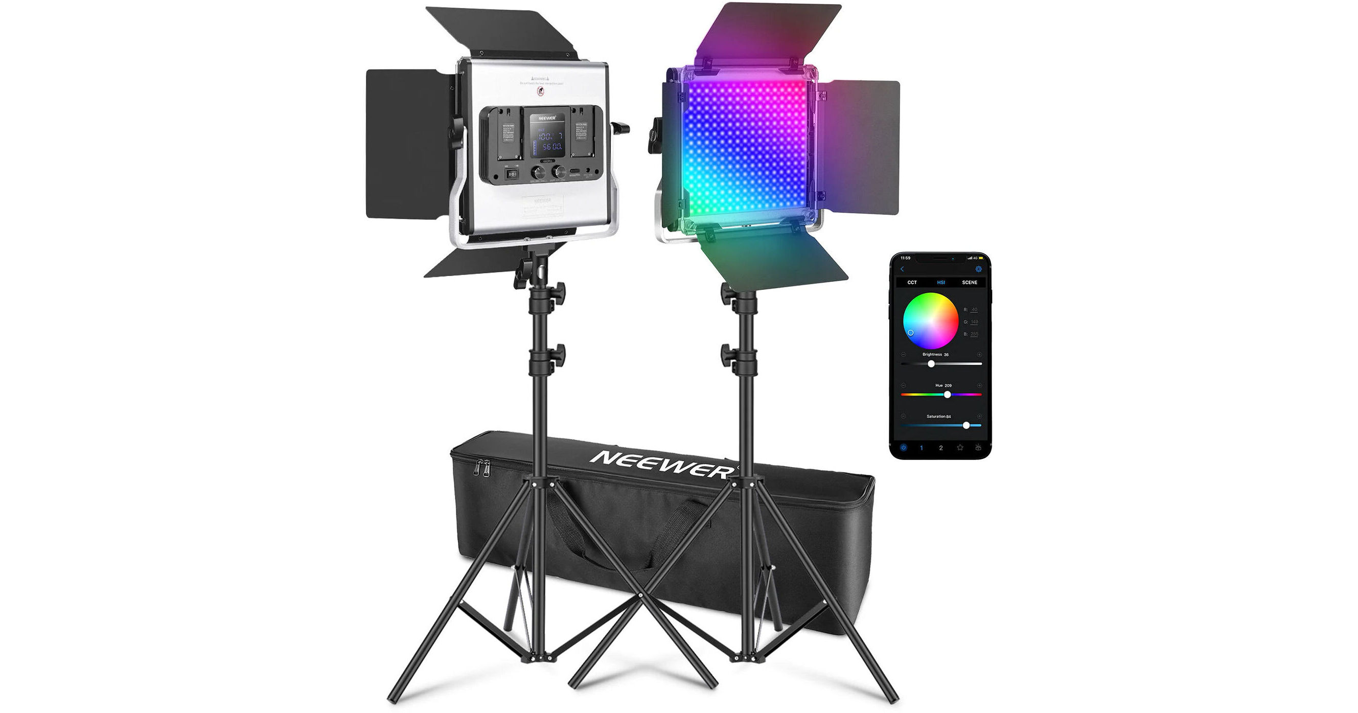 NEEWER 2 Packs RGB660 PRO LED Video Light Kit - NEEWER