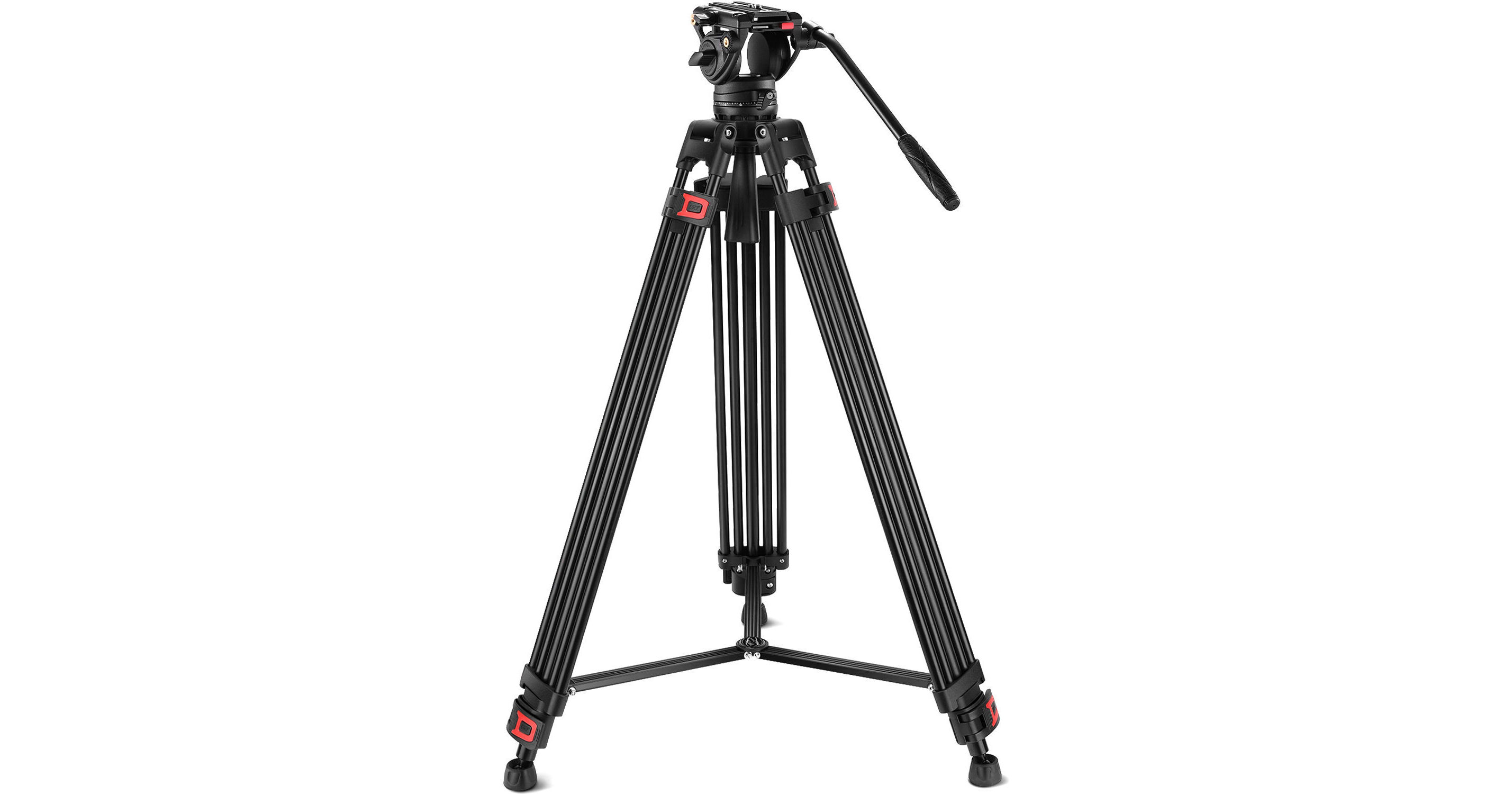 NEEWER 74 Pro Video Tripod with Fluid Head, Heavy Duty Aluminum Tripod  with 360° Pan&-70°/+90° Tilt Head Quick Release Plate and Mid-Level  Spreader