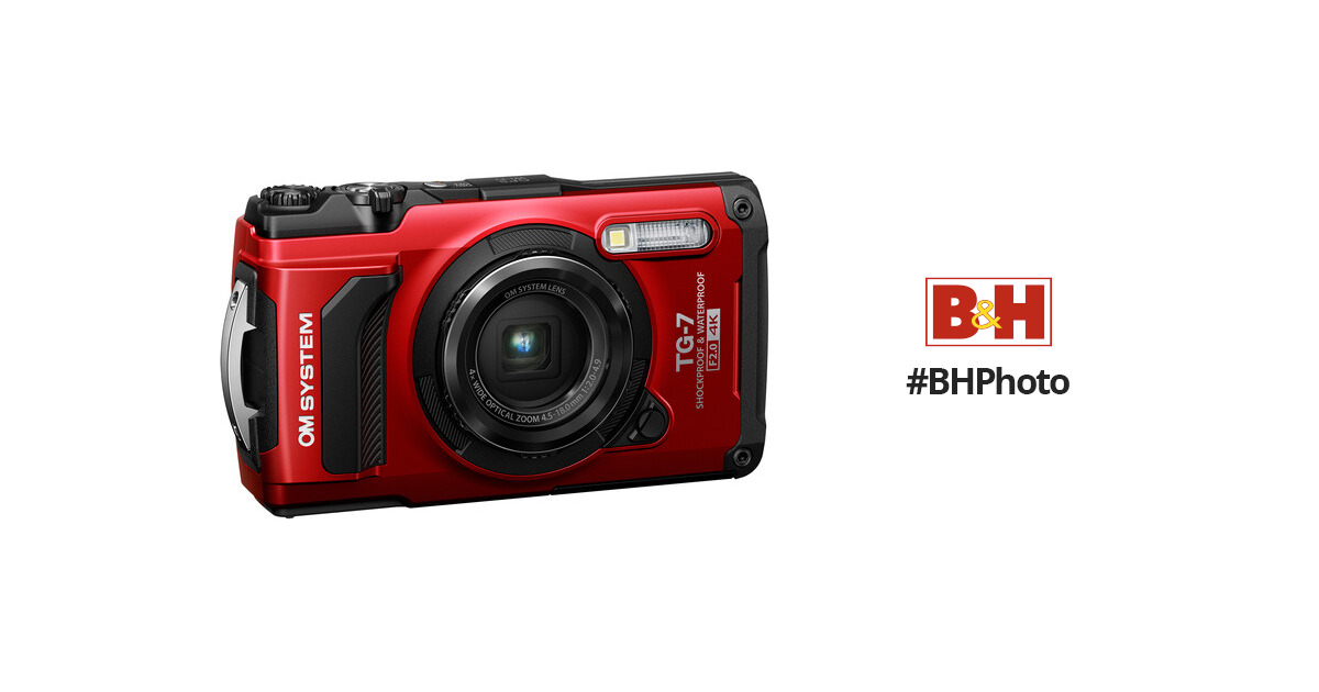 OM SYSTEM TG-7 V110030RU000 Tough (Red) B&H Photo Digital Camera