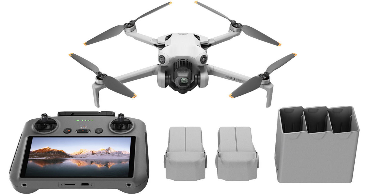 DJI Mini 4 Pro Folding Drone with RC 2 Remote (With Screen) Fly More Combo  Plus, 4K HDR, Under 249g, Omnidirectional Sensing, 3 Plus Batteries Bundle