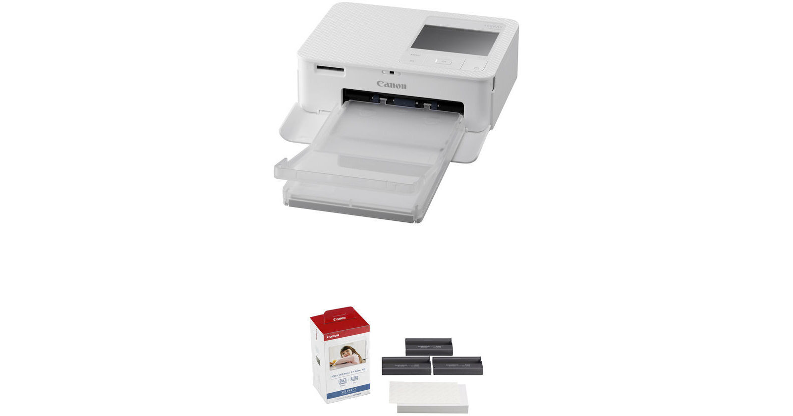 Canon SELPHY CP1500 Compact Photo Printer with Ink and Paper Kit (White)