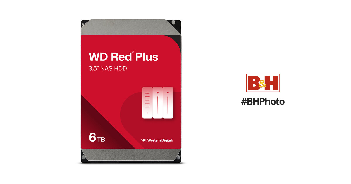 WD Red Plus 6TB NAS Hard Disk Drive - 5400 RPM Class SATA 6Gb/s, CMR, 64MB  Cache, 3.5 Inch - WD60EFRX