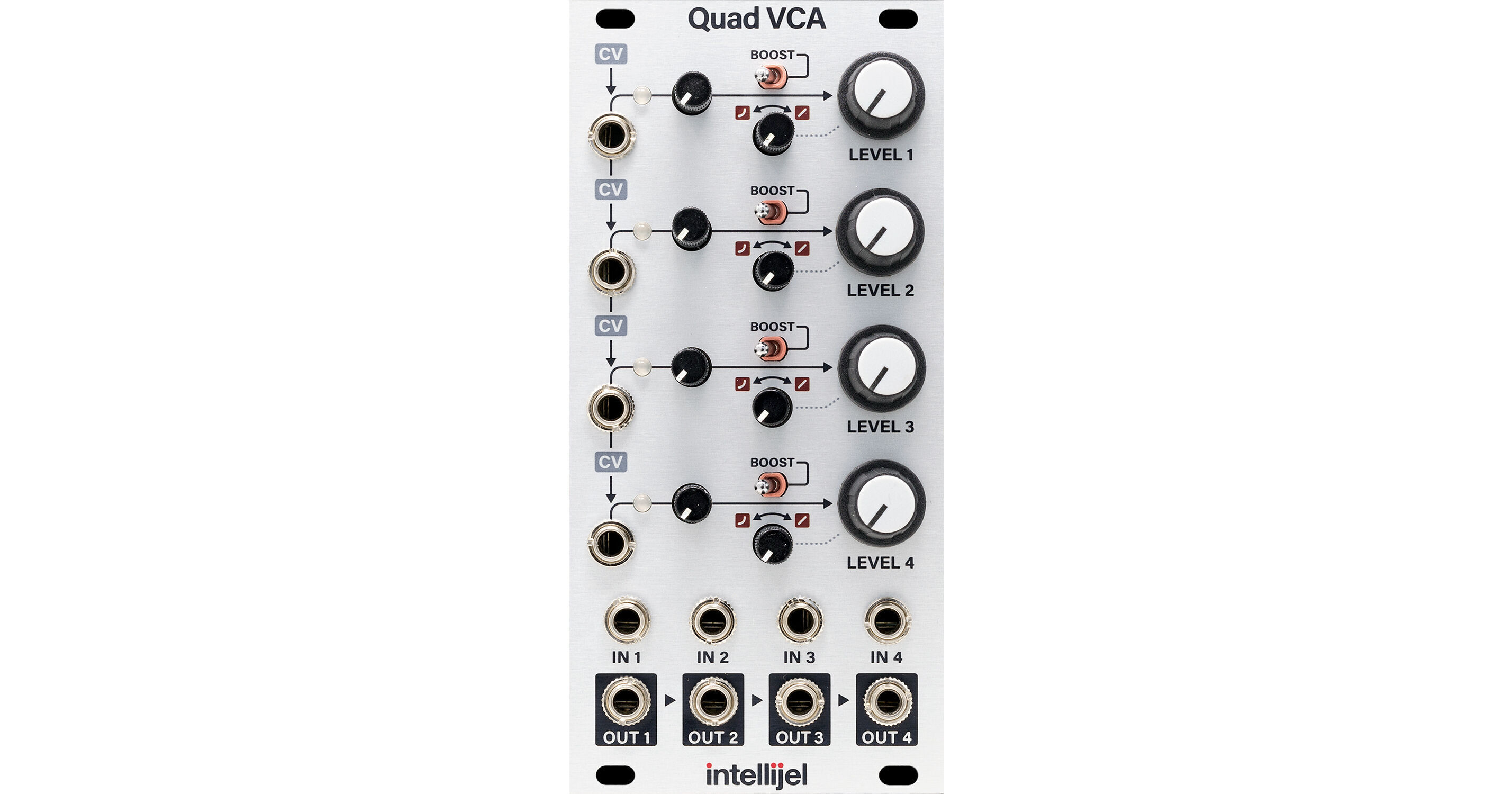 intellijel Quad VCA and Cascaded Mixer Eurorack Module (12 HP)