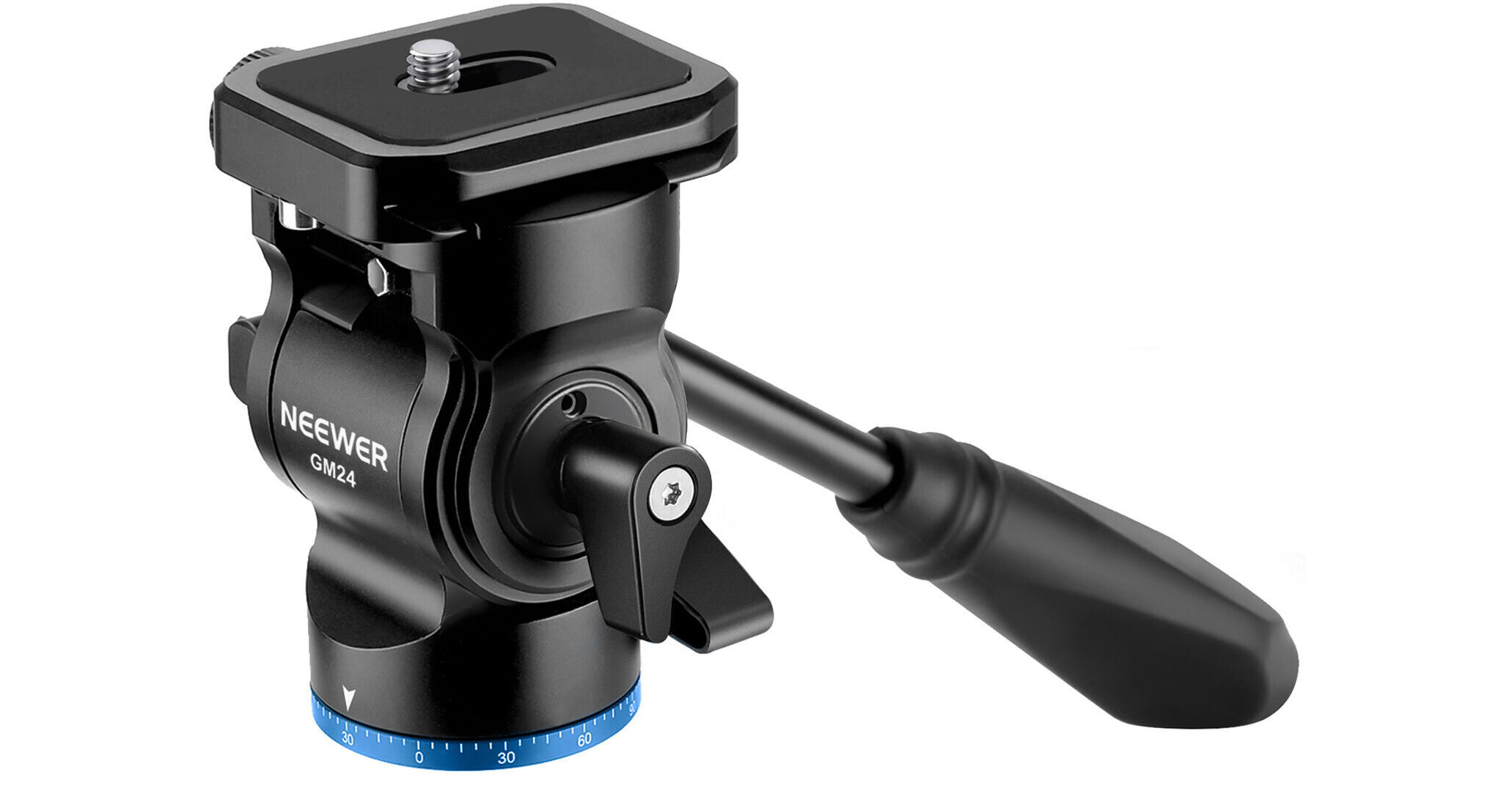 Neewer GM24 Upgraded Metal Fluid Tripod Head (Black/Blue)