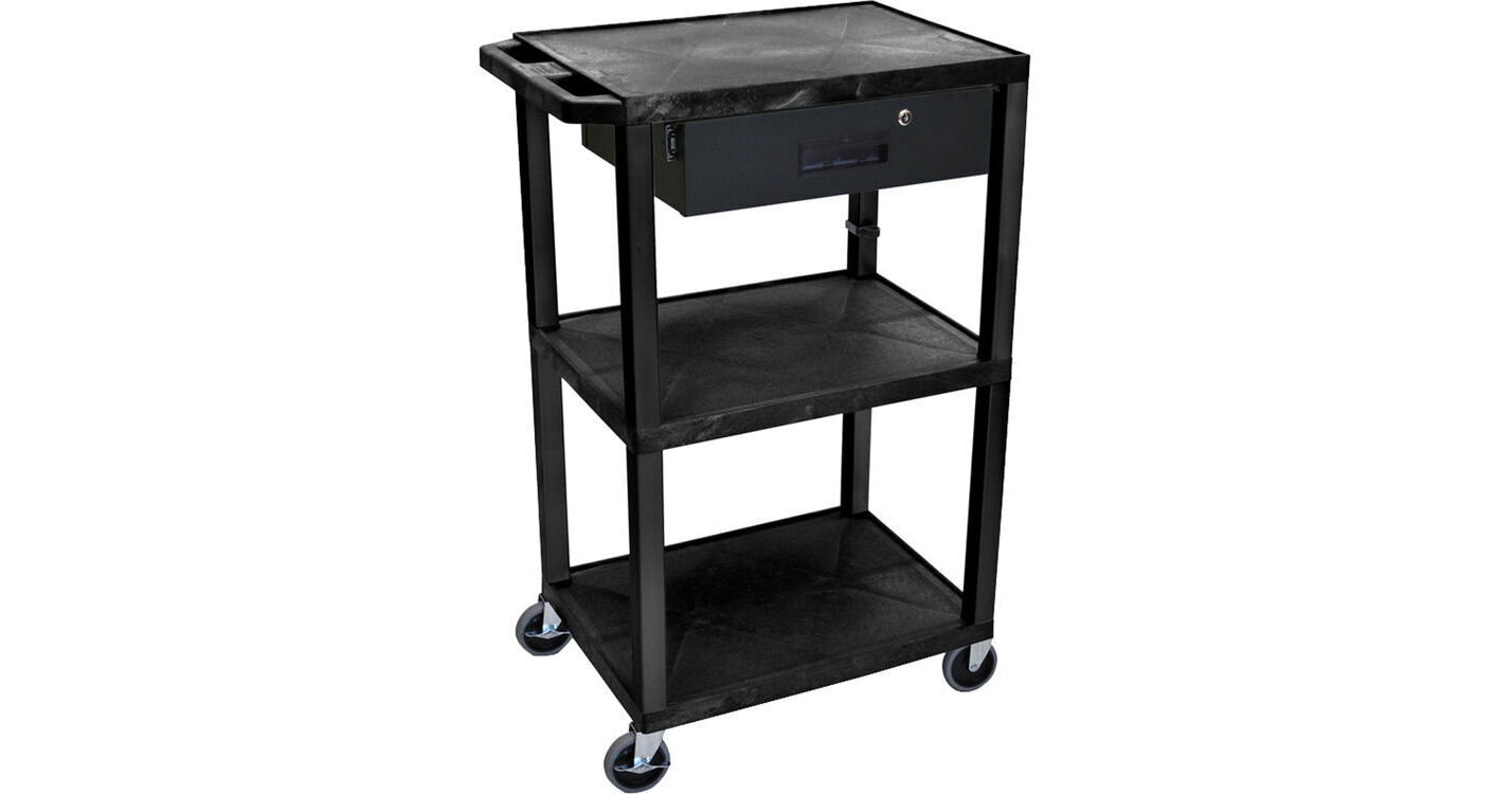 Luxor Three-Shelf Plastic Utility Cart 42" UCPL1-B-WTD B&H Photo