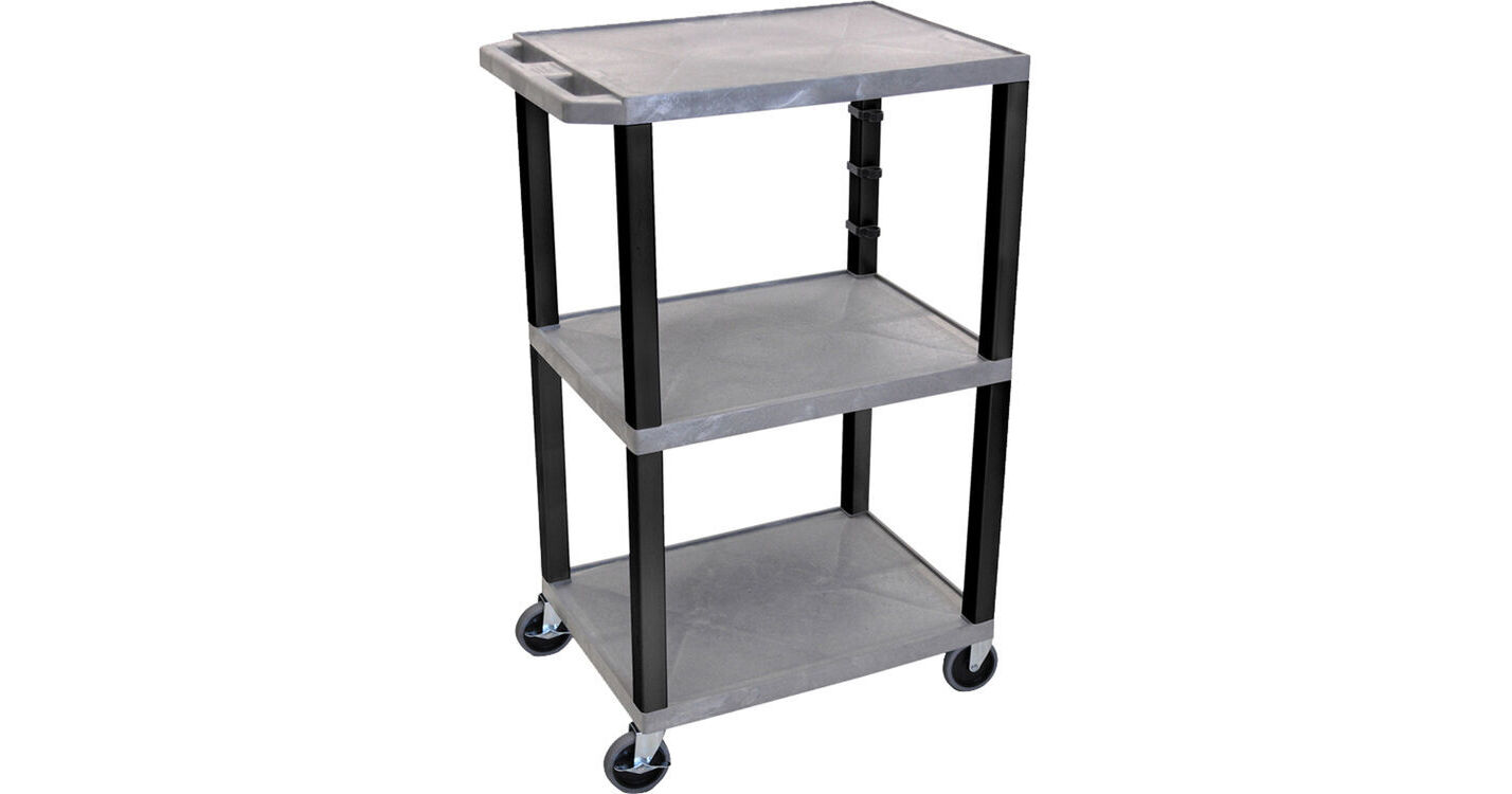 Luxor Three-Shelf Plastic Utility Cart 42" UCPL1GYE-B B&H Photo