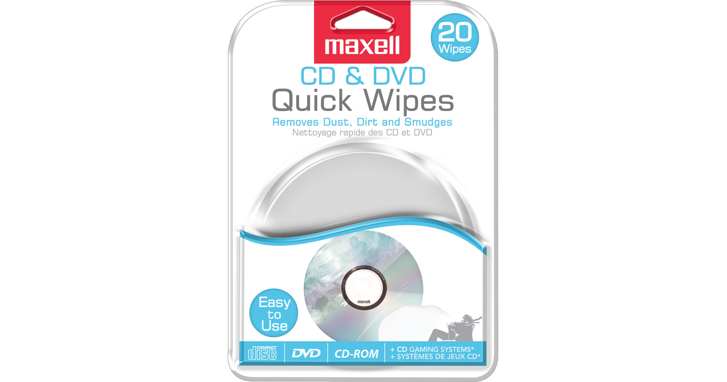 Maxell CD/DVD Quick Disc Wipes (20-Pack) 190511 B&H Photo Video