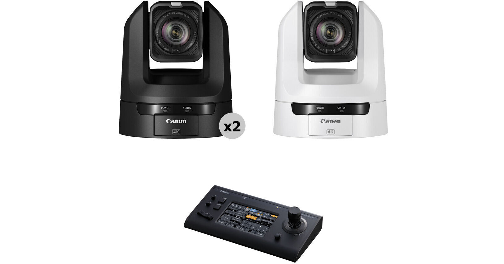 Canon 3 x CR-N100 PTZ Cameras with RC-IP100 IP Controller Kit