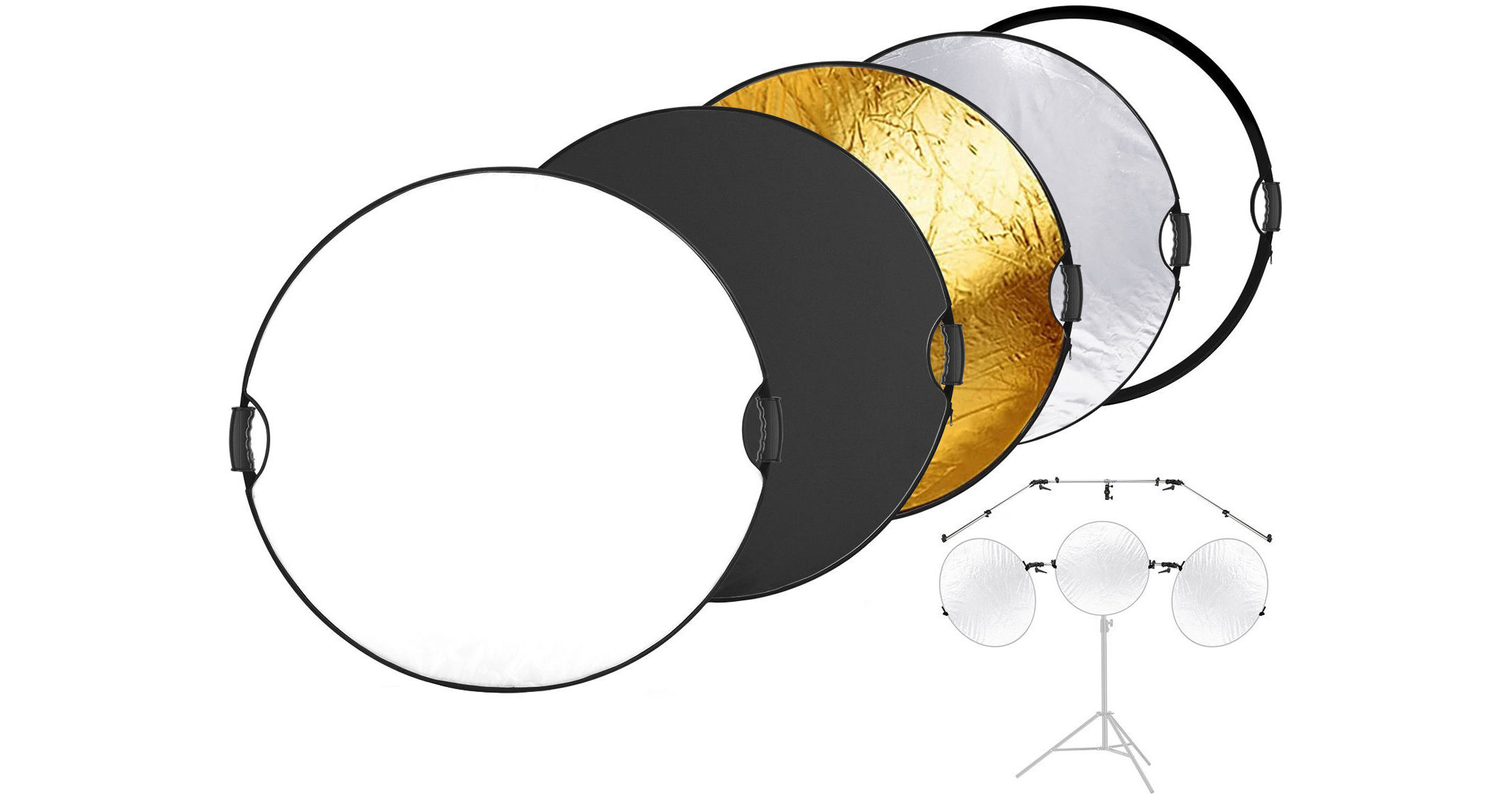 Neewer 5-in-1 ovale opvouwbare multi-schijflichtreflector (120 x 180 cm) doorlaatbaar/zilver/zwart/goud/wit