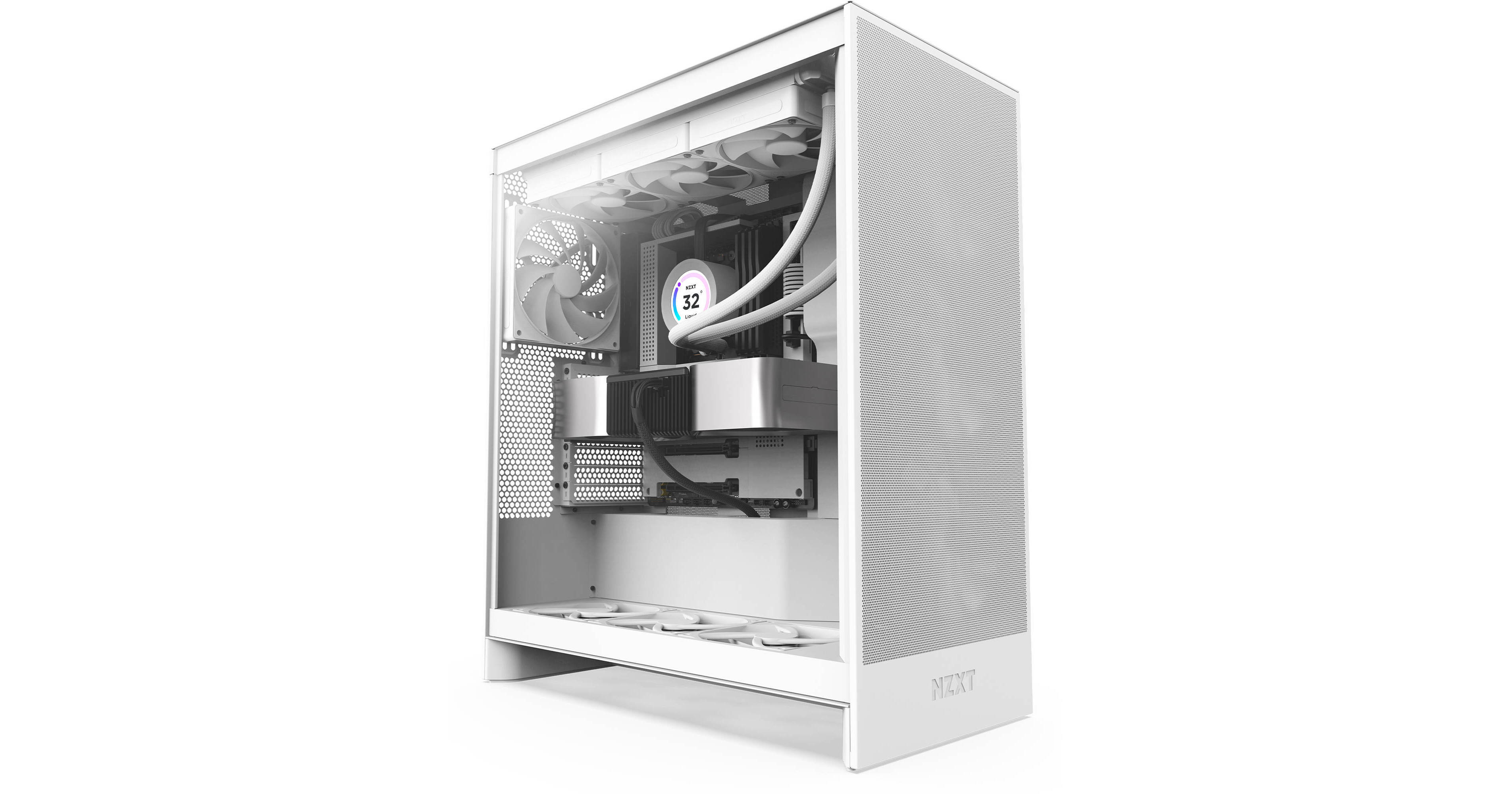 NZXT H7 Flow Mid-Tower Case (White, 2024) CM-H72FW-01 B&H Photo