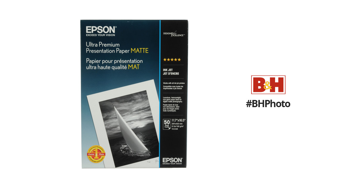 Epson Ultra Premium Presentation Paper Matte (8.5 x 11, 250 Sheets)