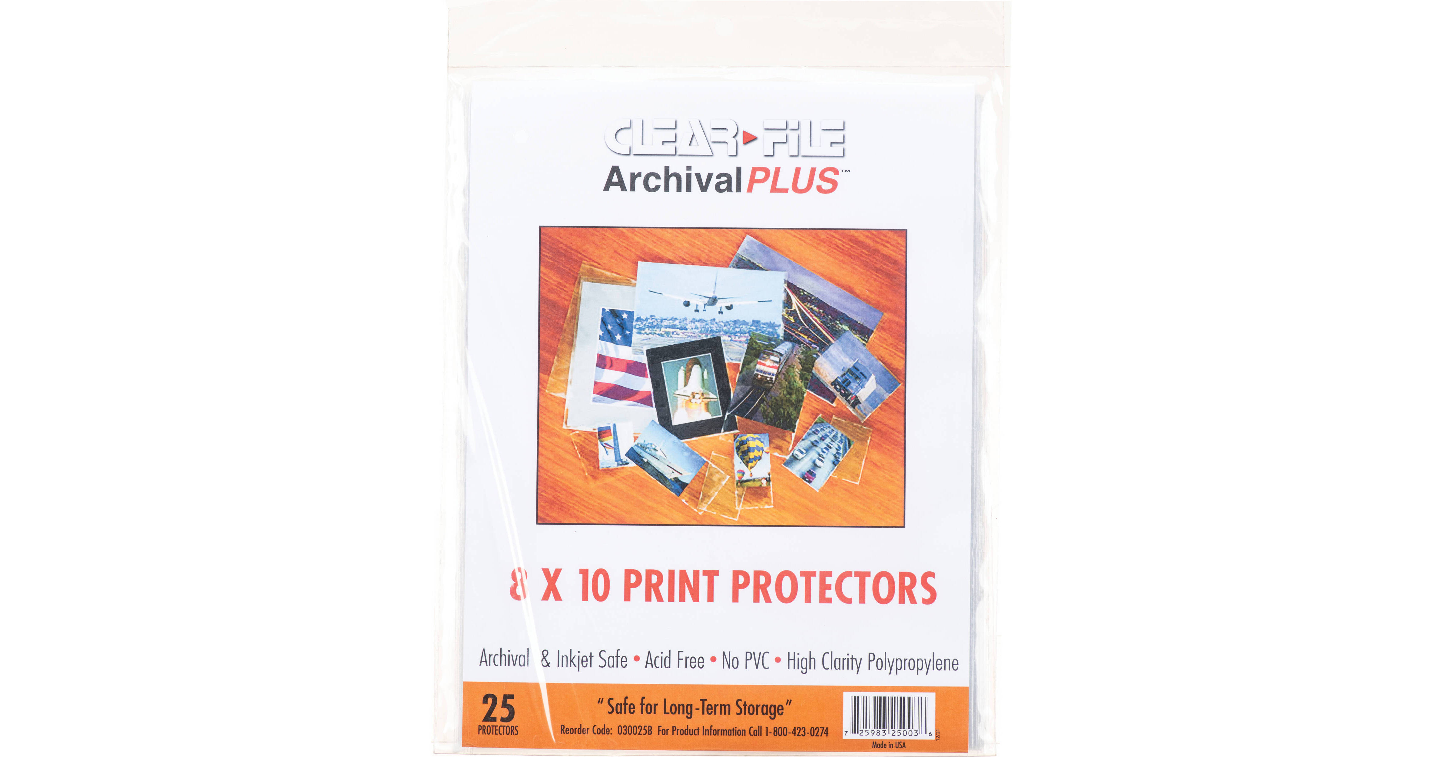 8 X 10-25 Pack Clear File Archival Photo Print Protectors 030025B