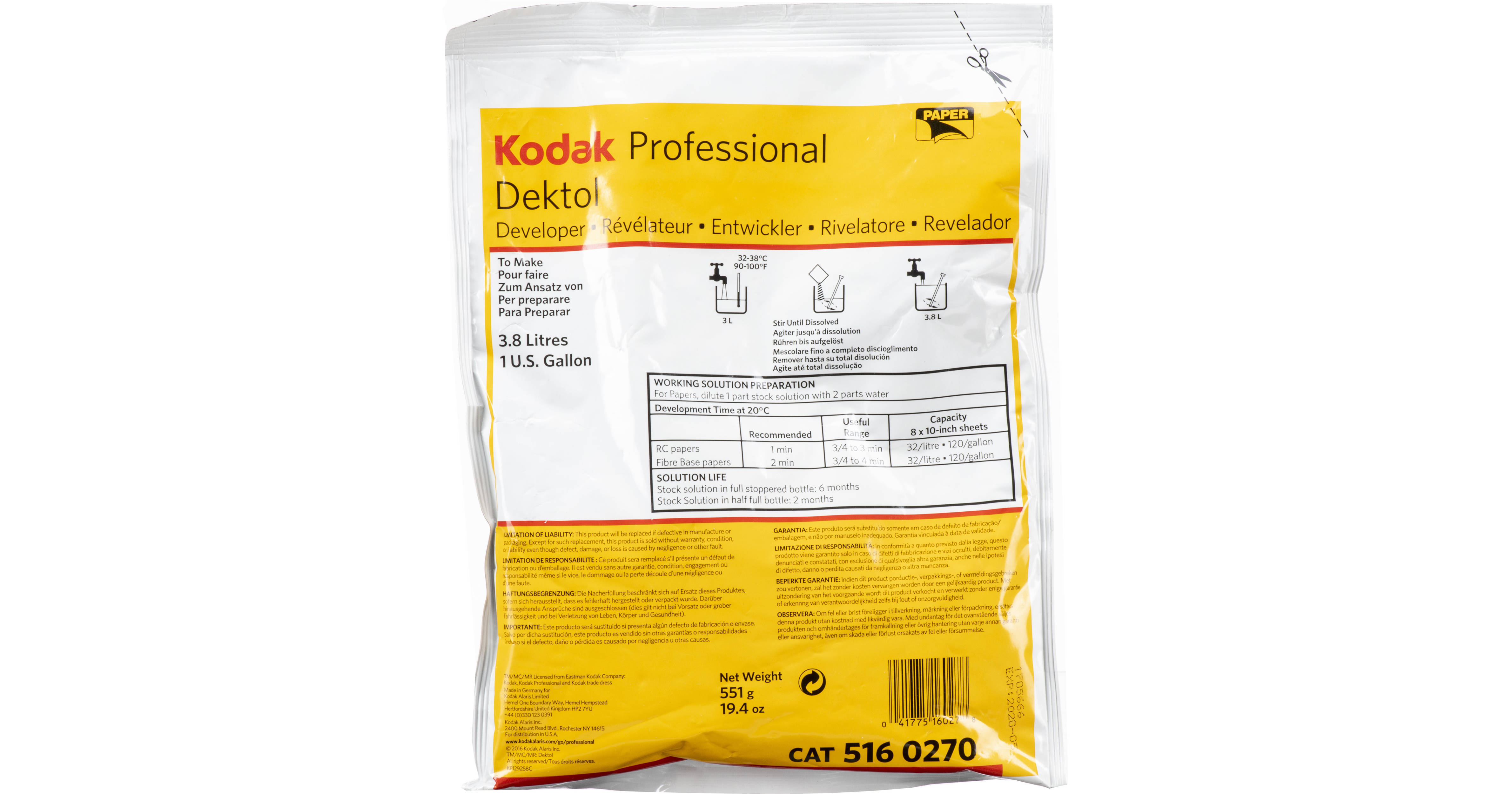 Kodak Professional DEKTOL Paper Developer (To Make 1 gal)