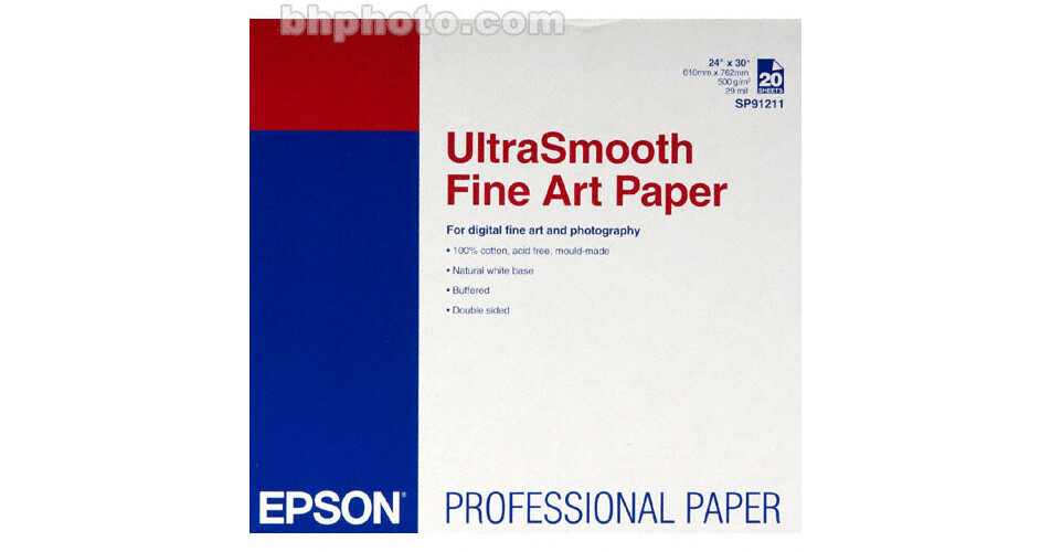 Epson UltraSmooth Fine Art Paper 24x30" 20 Sheets SP91211