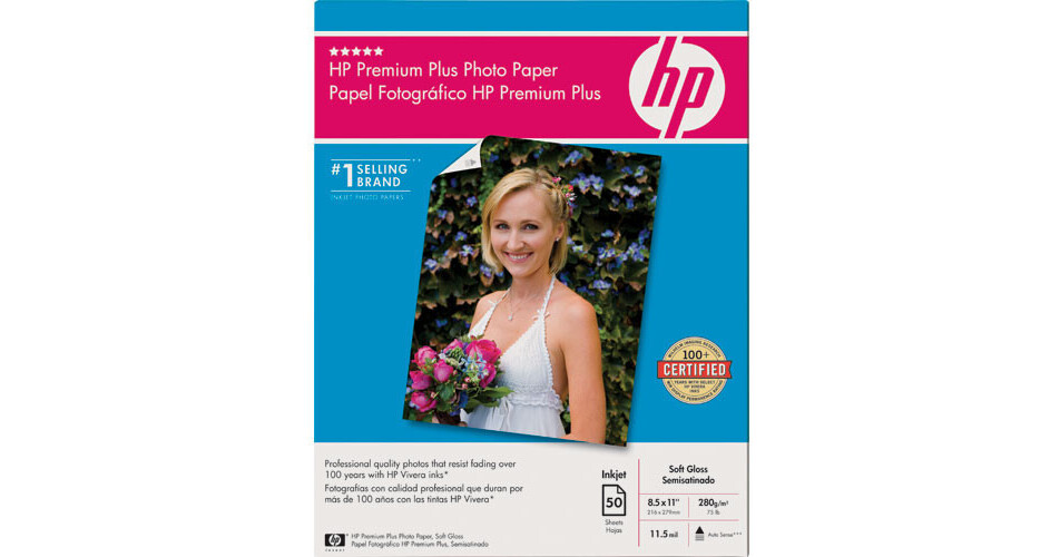 Hp Premium Plus Photo Paper Soft Gloss 8 5x11 50 Q5450a Bandh