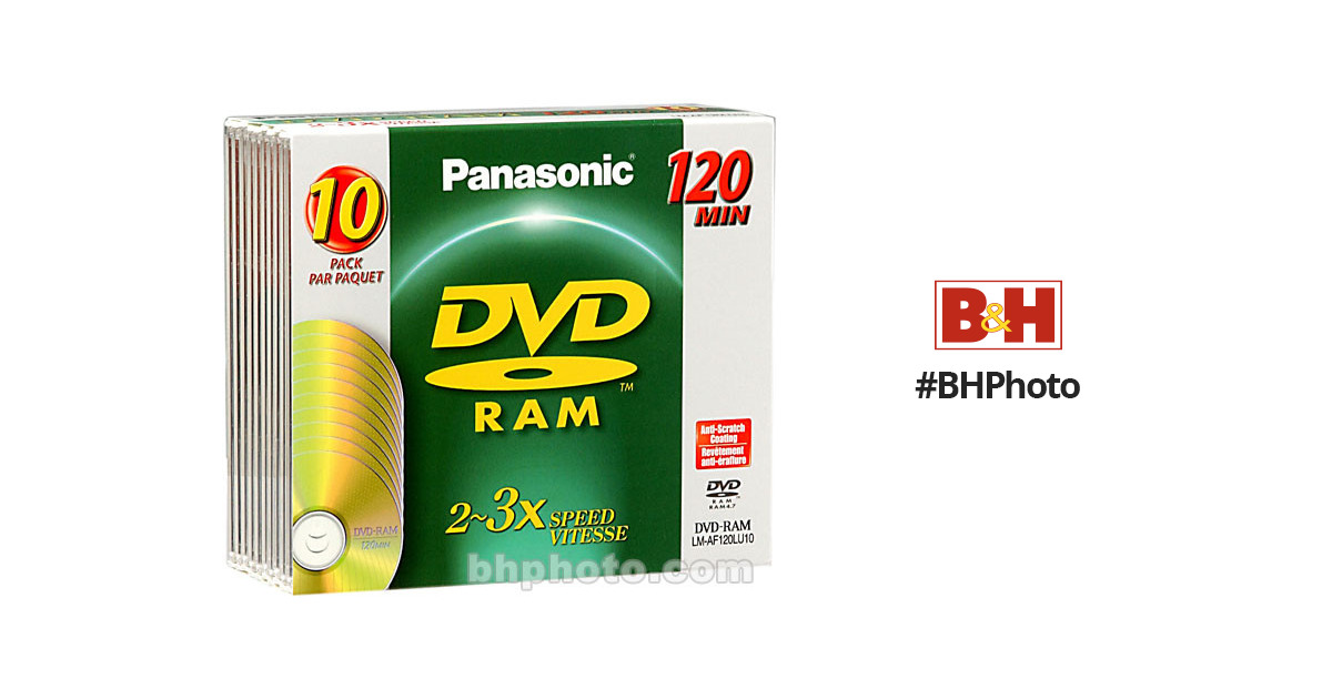 Panasonic LMAF120LU10 DVD-RAM Disc (10) LM-AF120LU10 B&H Photo