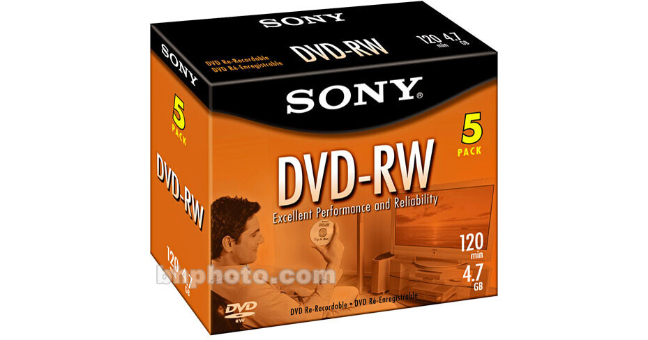 Sony DVD-RW 4.7GB, 2x Disc (5) 5DMW47L2 B&H Photo Video