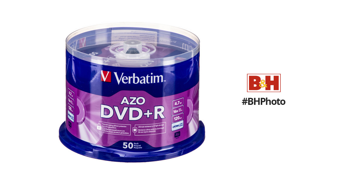 at forstå konstant publikum Verbatim DVD+R 4.7GB 16x Disc (50 Pack) 95037 B&H Photo Video