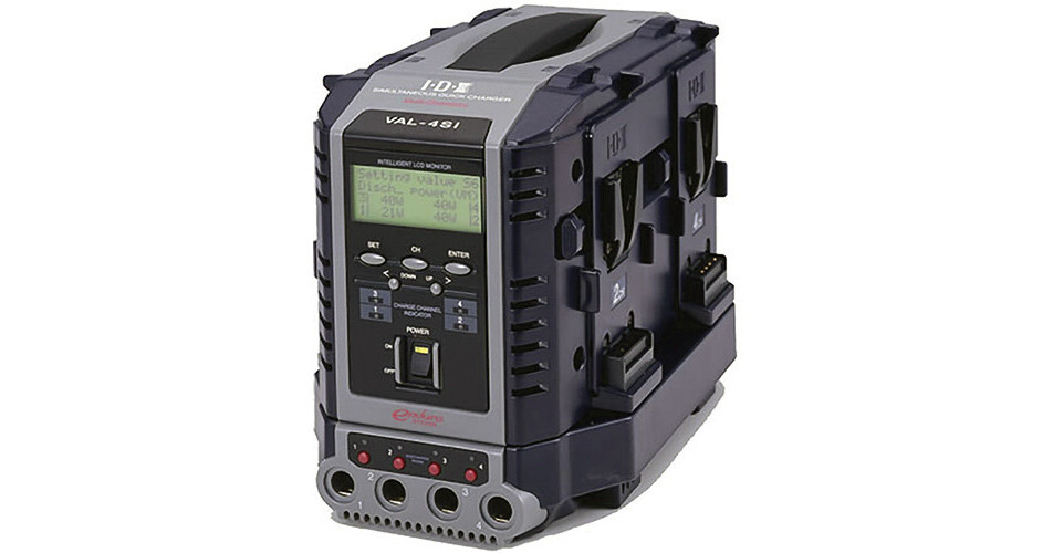 IDX System Technology VAL-4Si 4-Channel Simultaneous Li-Ion V-Mount Battery  Charger with LCD