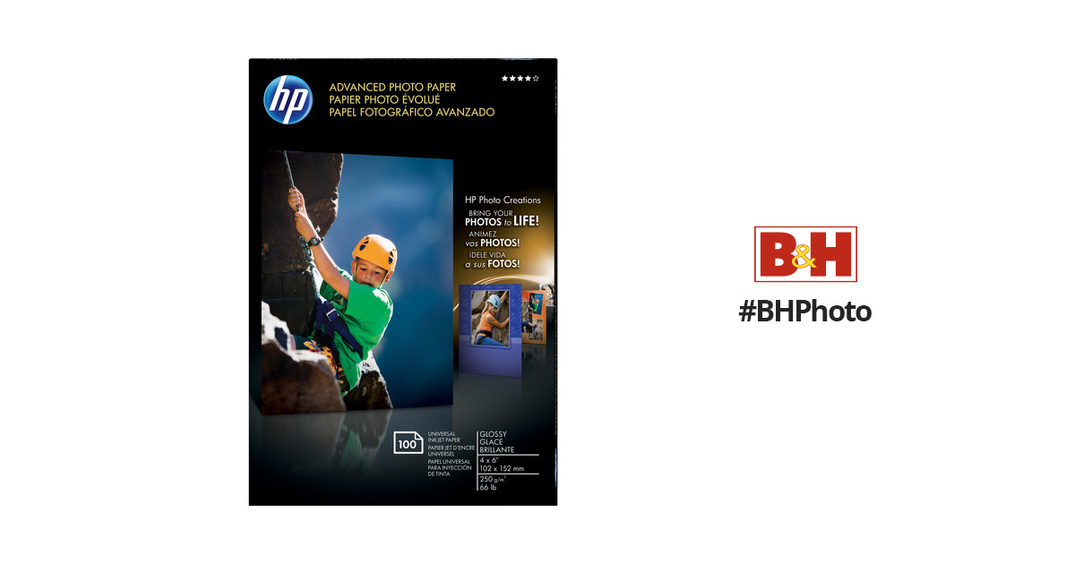 HP Advanced Glossy Photo Paper 6x4 100 Sheets 250gsm 10x15cm
