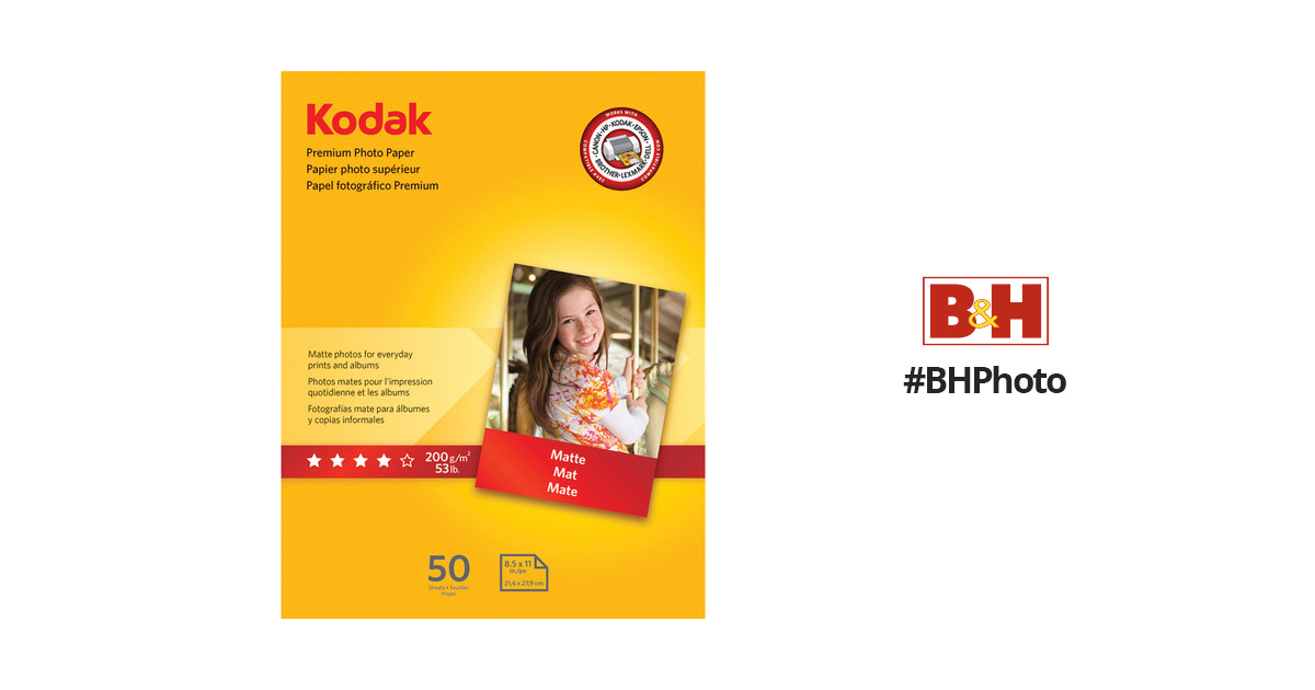 Kodak Basic Matte Photo Paper 8.5 x 11 -100 Sheets - Universal Inkjet  Printers