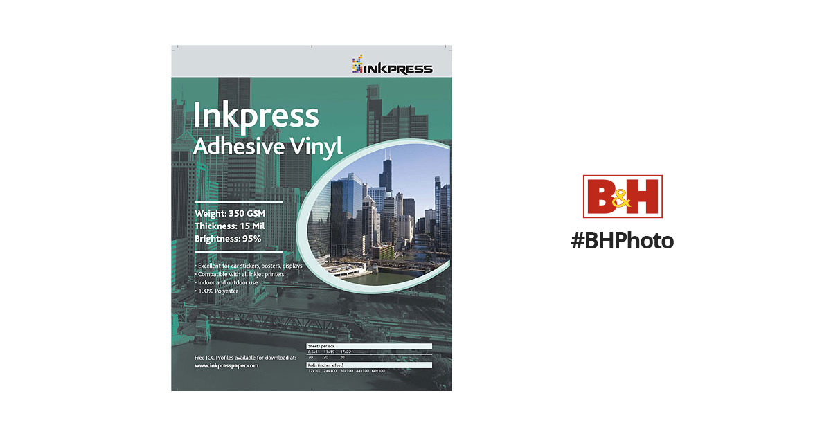 HP Permanent Adhesive Vinyl (Glossy, 36 x 150' Roll) J3H62A B&H