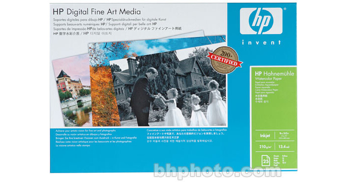 HP Hahnemuhle Watercolor Paper - 13 x 19 - 25 sheets Q8729A B&H