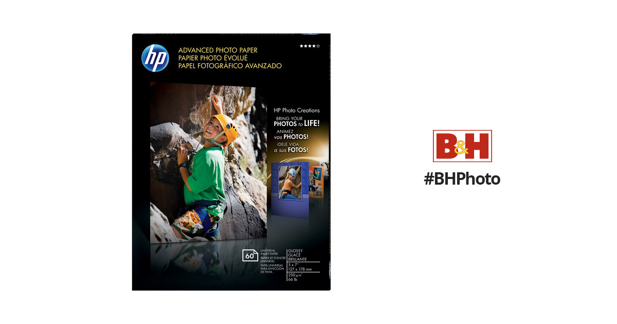 HP Advanced Glossy Photo Paper (5x7), 60 Sheets Q8690A - Adorama