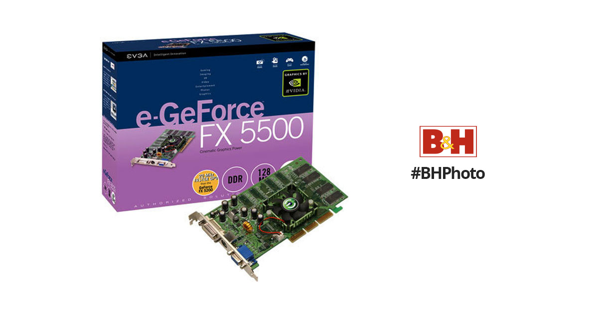 EVGA e-GeForce FX 5500 AGP Display Card 128A8N319LX B&H Photo