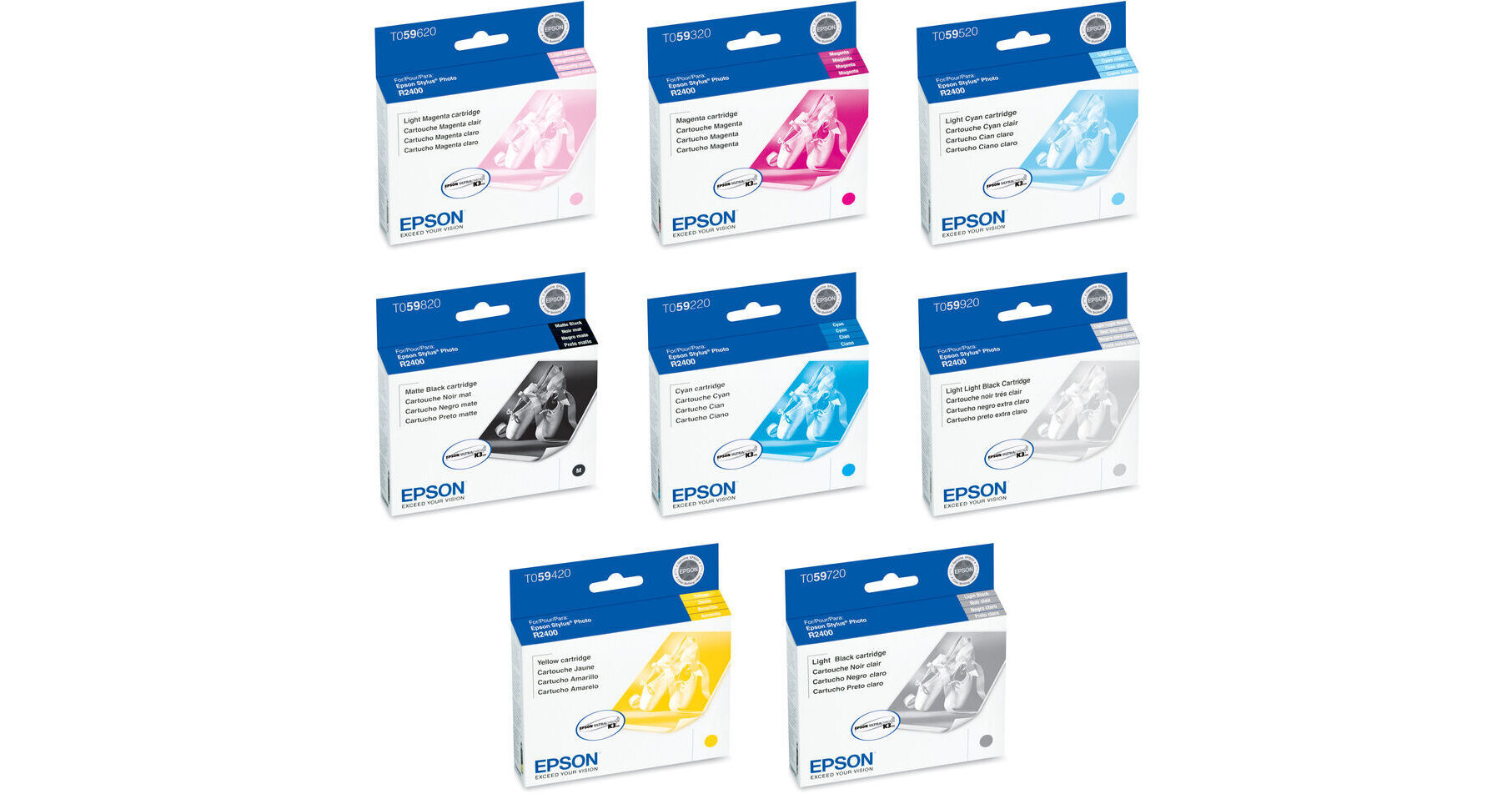 Epson 8 Ink Cartridge Set For Stylus Photo R2400 Printer