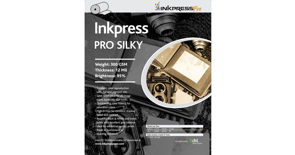 Inkpress Media Pro Silky Paper (17" X 100' Roll) PL17100 B&H