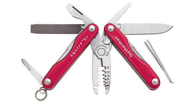 Portachiavi multiuso in acciaio inossidabile Leatherman Squirt E4, grigio  raro