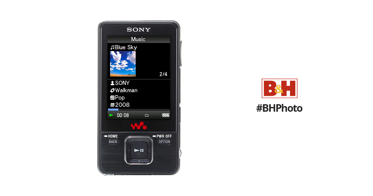 Sony NWZ-A828KBLK 8GB Walkman Video MP4 & MP3 Player with Bluetooth  Wireless Headphones, USB Cable, Black NWZA828KBLK