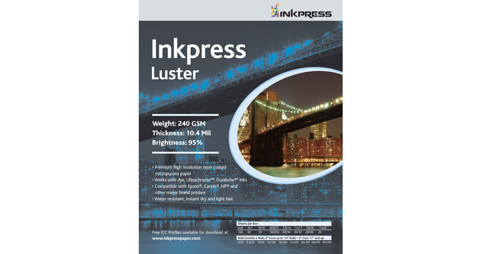 Inkpress Media Luster Paper (13 x 19, 100 Sheets) PCL1319100